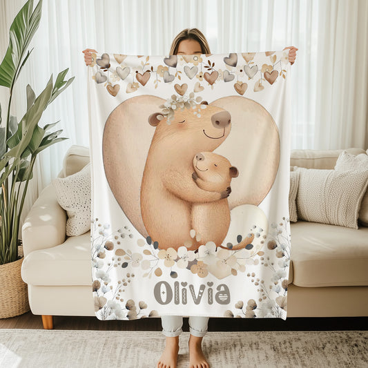 Mom And Baby Capybara Blanket