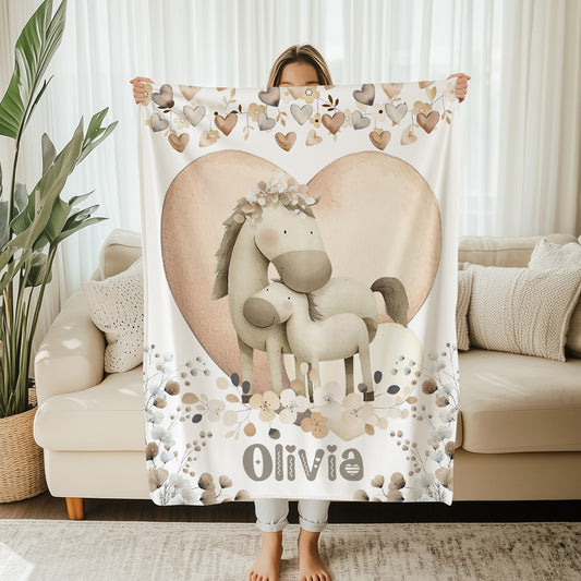 Mom And Baby Horse Blanket
