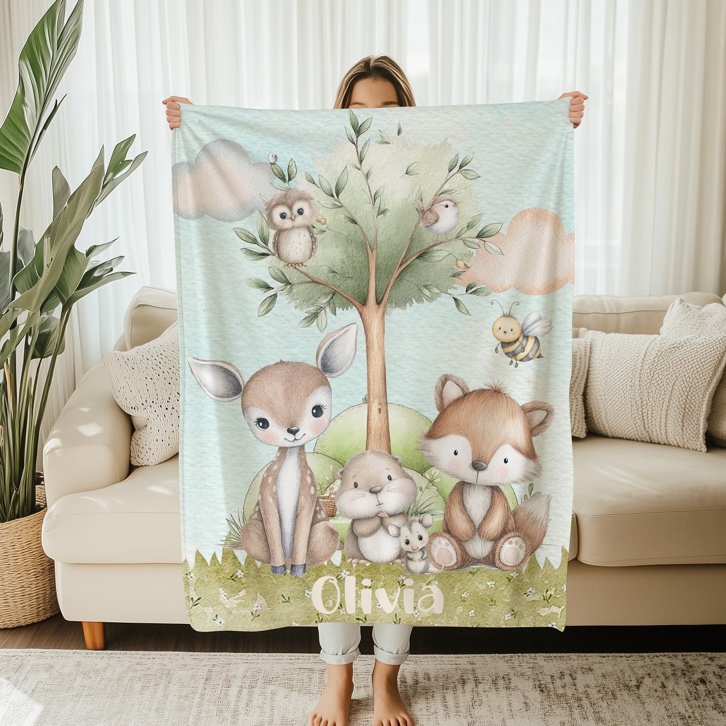 Woodland Animals Baby Blanket