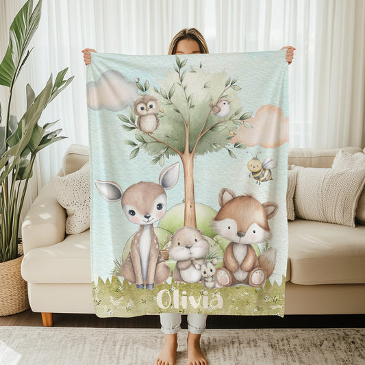 Woodland Animals Baby Blanket