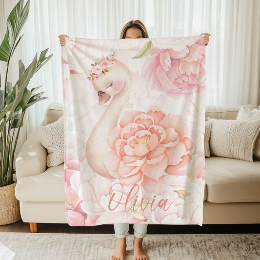 Floral Swan Blanket
