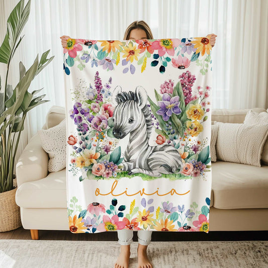 Floral Zebra Blanket
