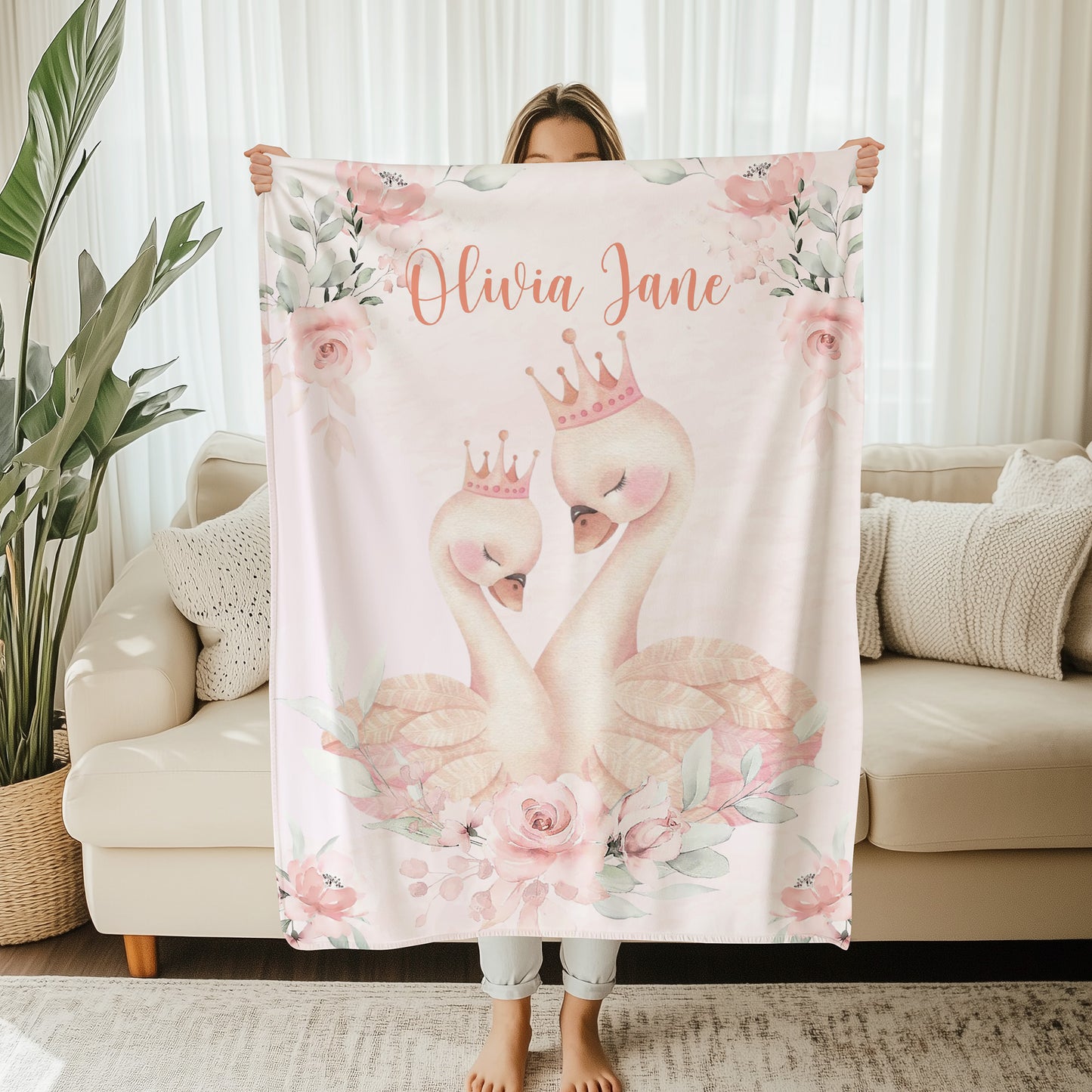 Mum And Baby Swan Blanket