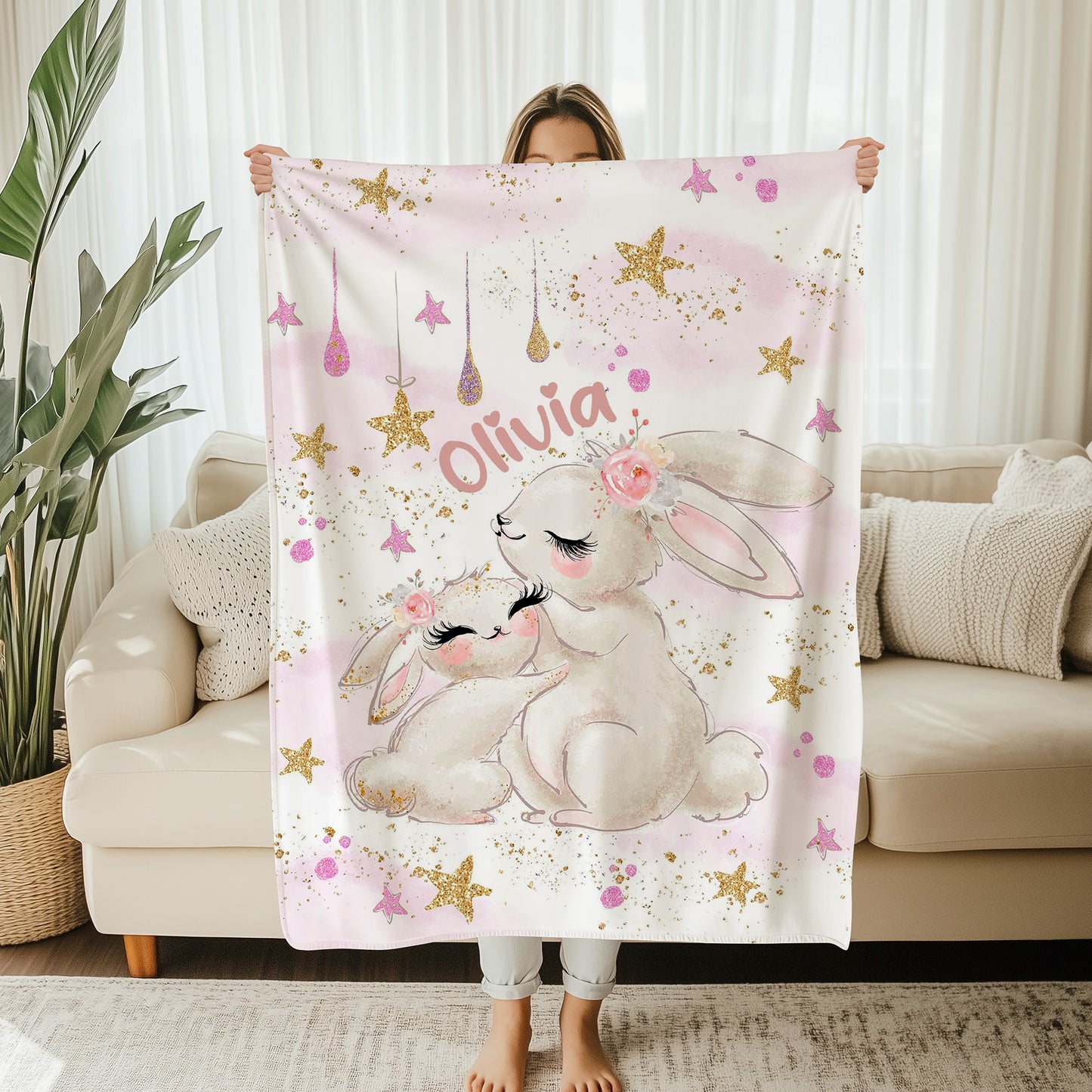Mom And Baby Bunny Blanket