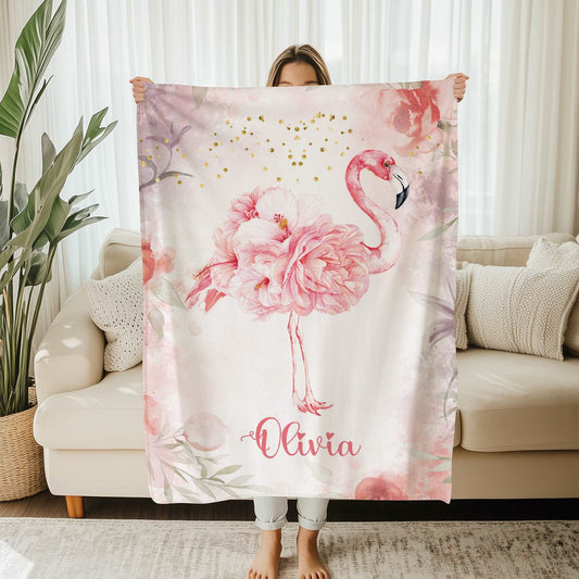Flamingo Floral Blanket