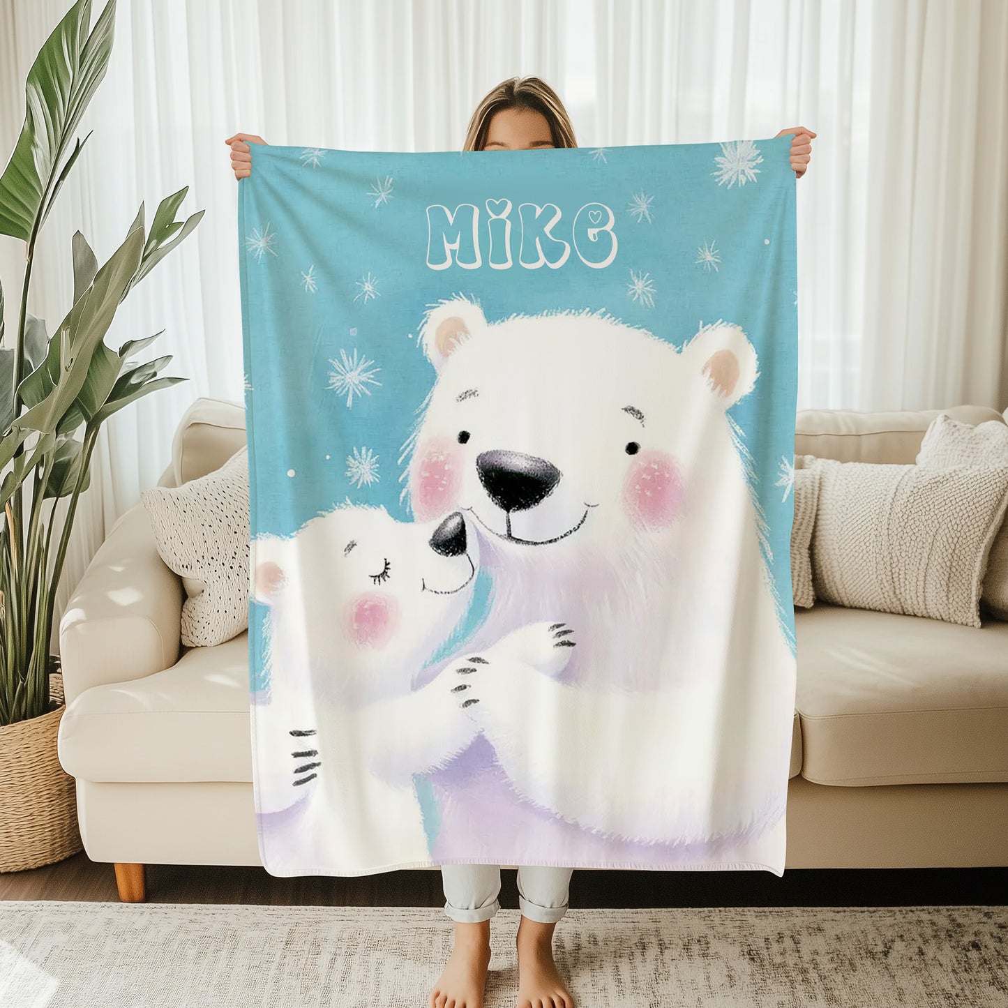 Mom And Baby Polar Bear Blanket