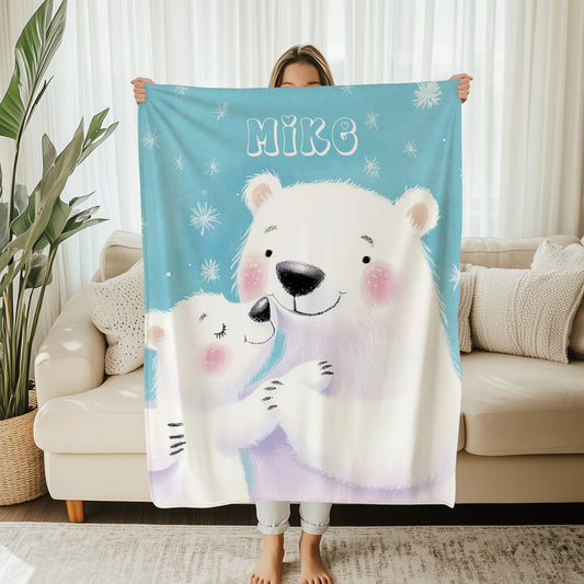 Mom And Baby Polar Bear Blanket