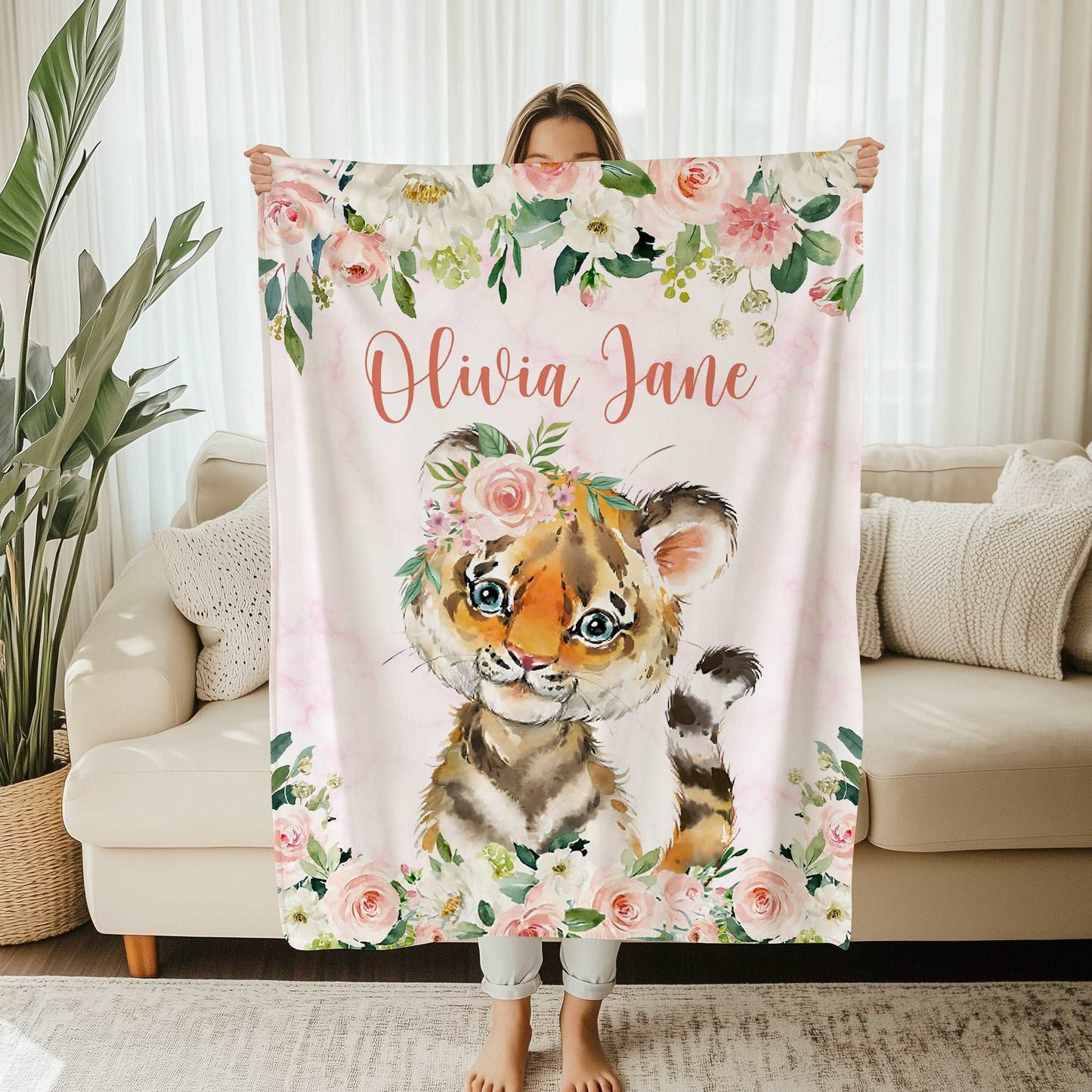 Tiger Rose Floral Blanket