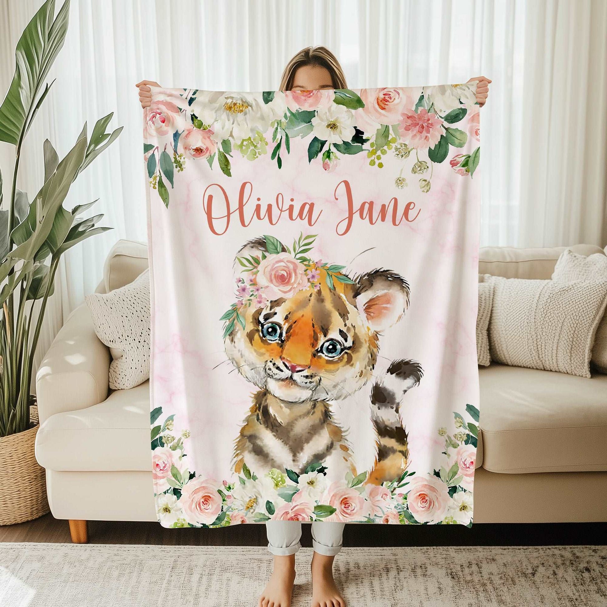 Tiger Rose Floral Blanket