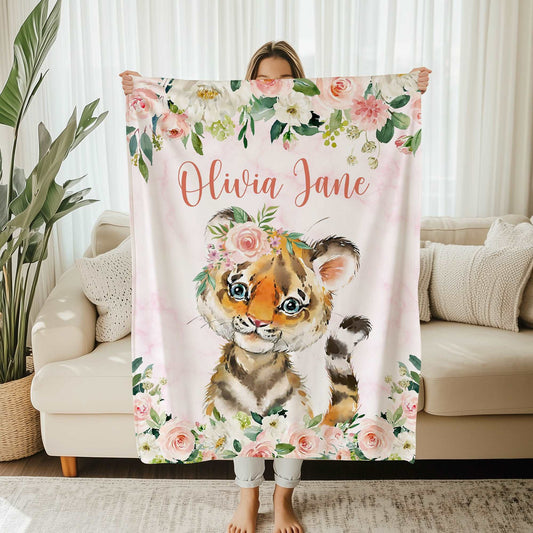 Tiger Rose Floral Blanket