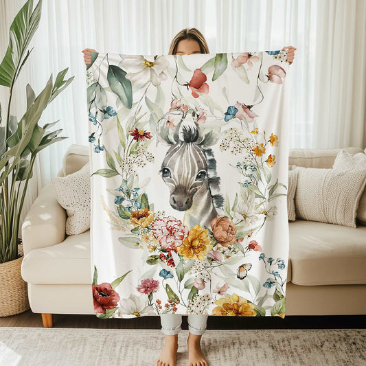 Floral Zebra Blanket