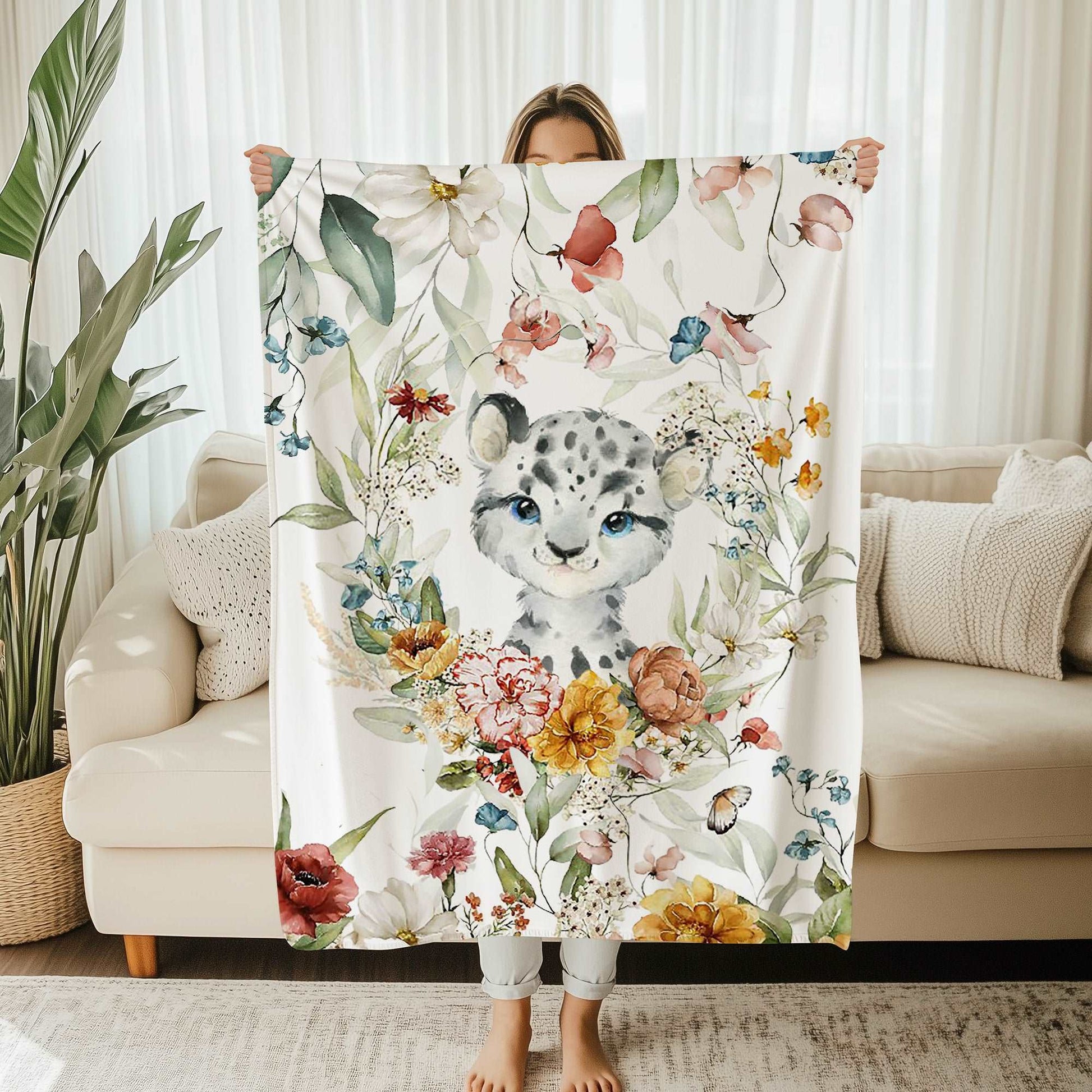 Floral Leopard Blanket