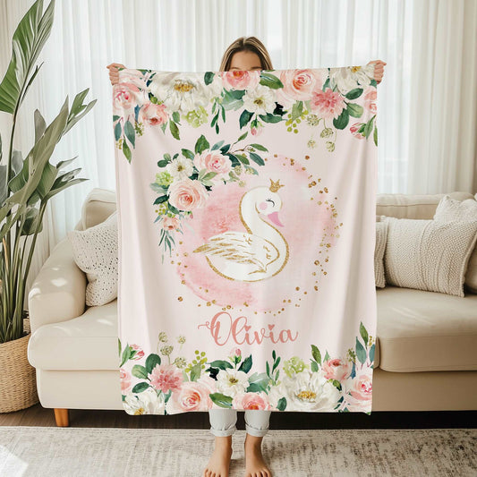 Floral Swan Blanket