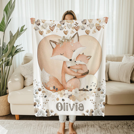 Mom And Baby Fox Blanket