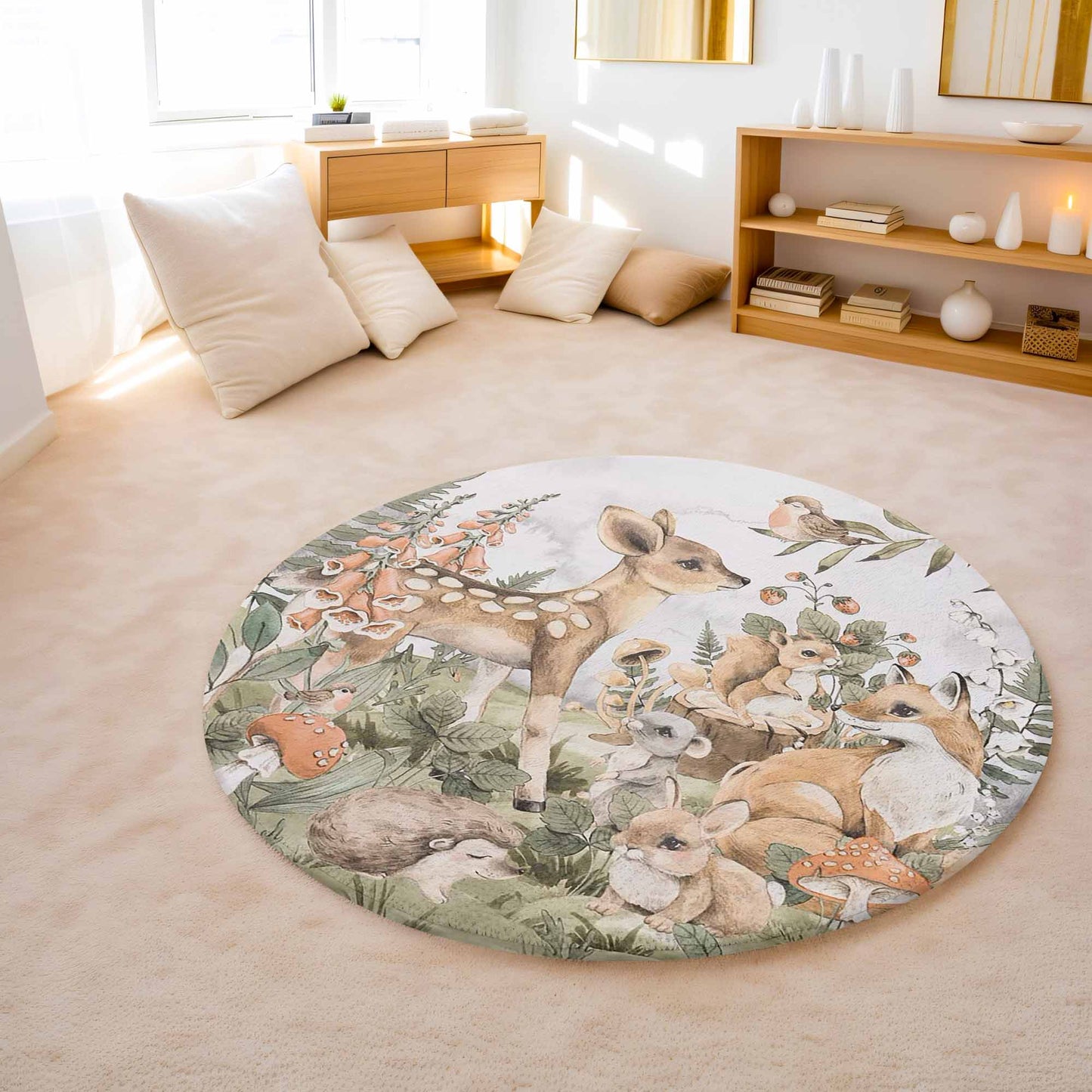 Woodland Deer Round Rug