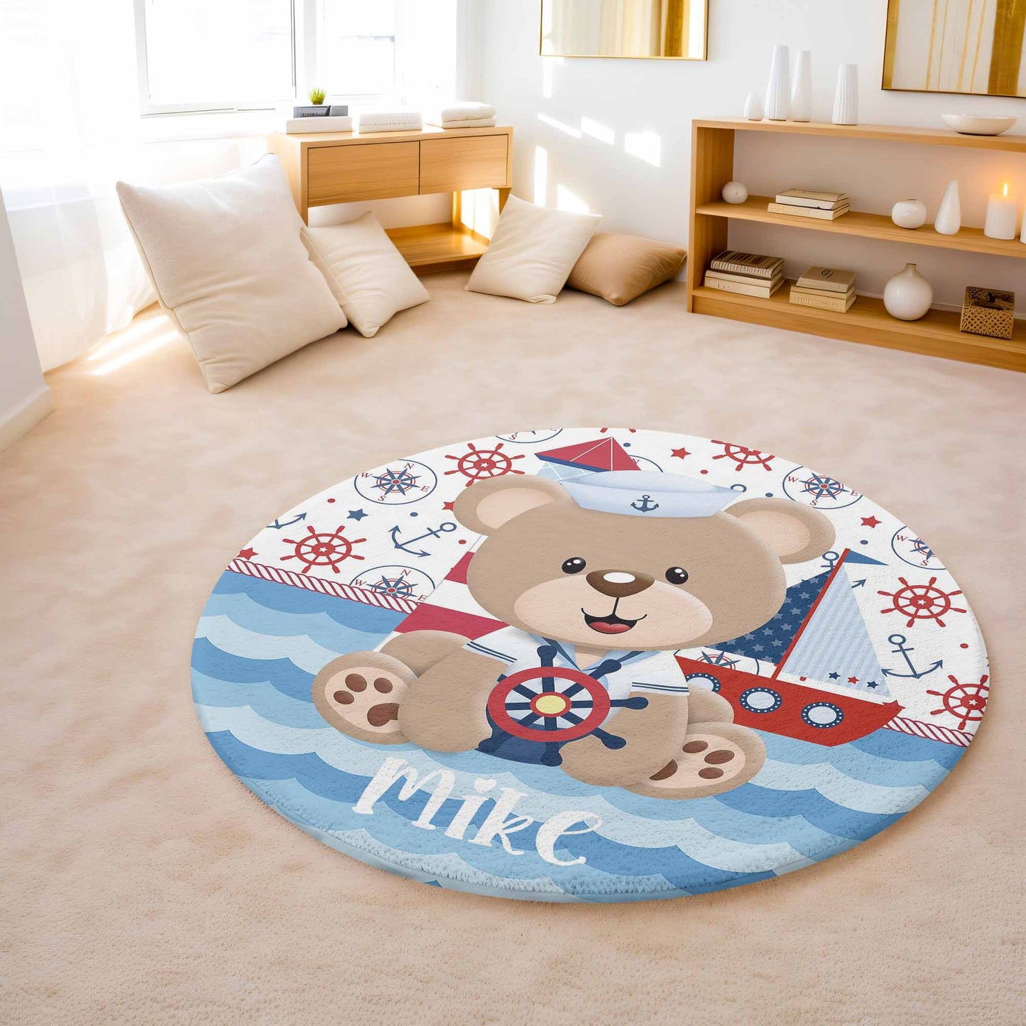 Nautical Bear Round Rug