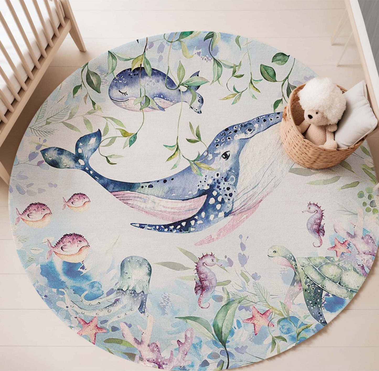 Sea Whale Round Rug