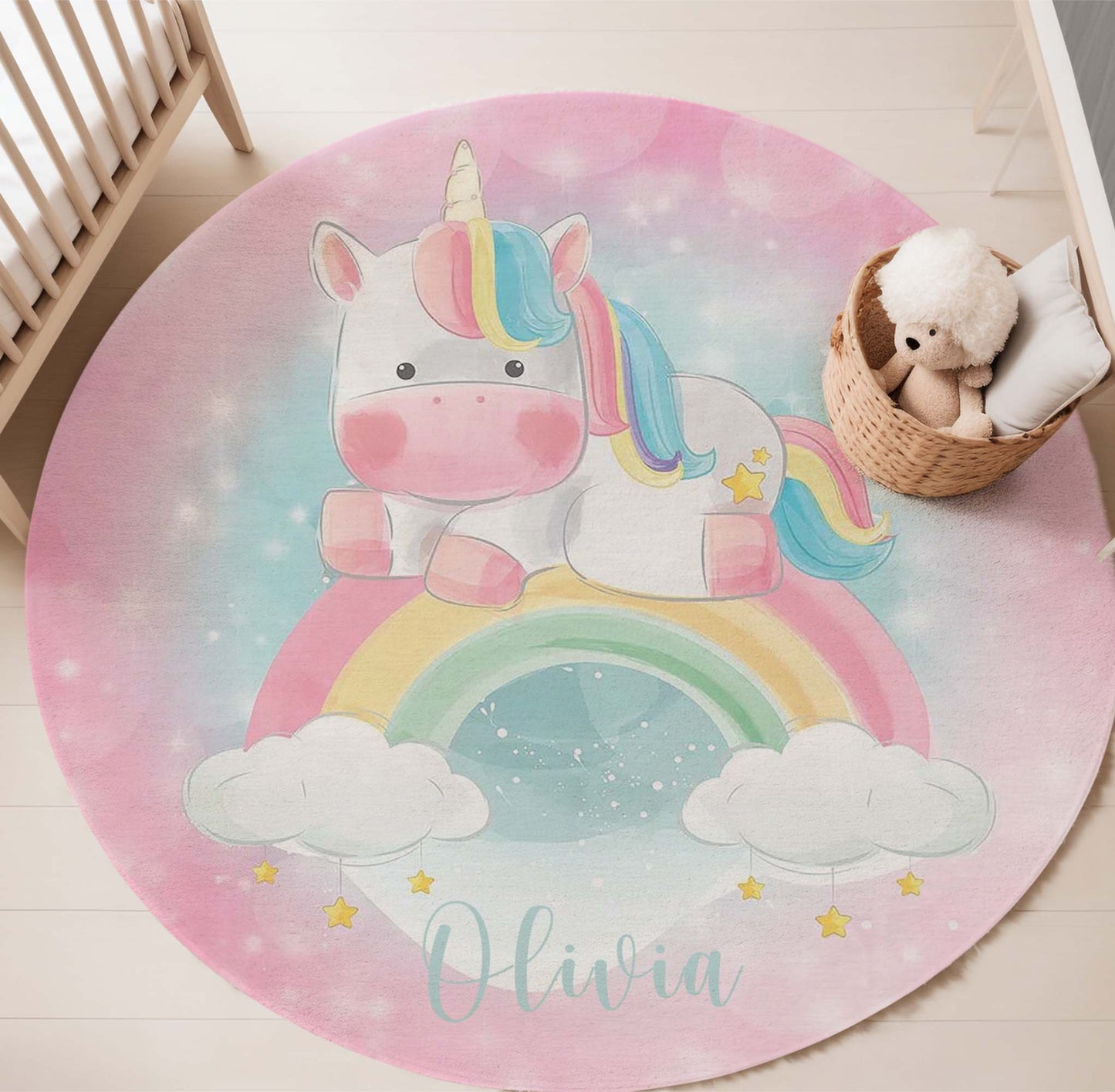 Unicorn Rainbow Round Rug