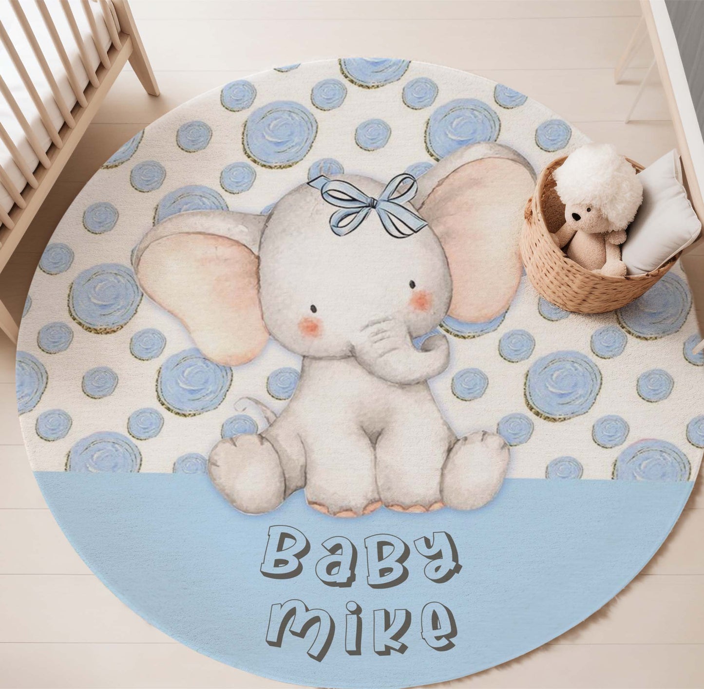 Baby Elephant Round Rug