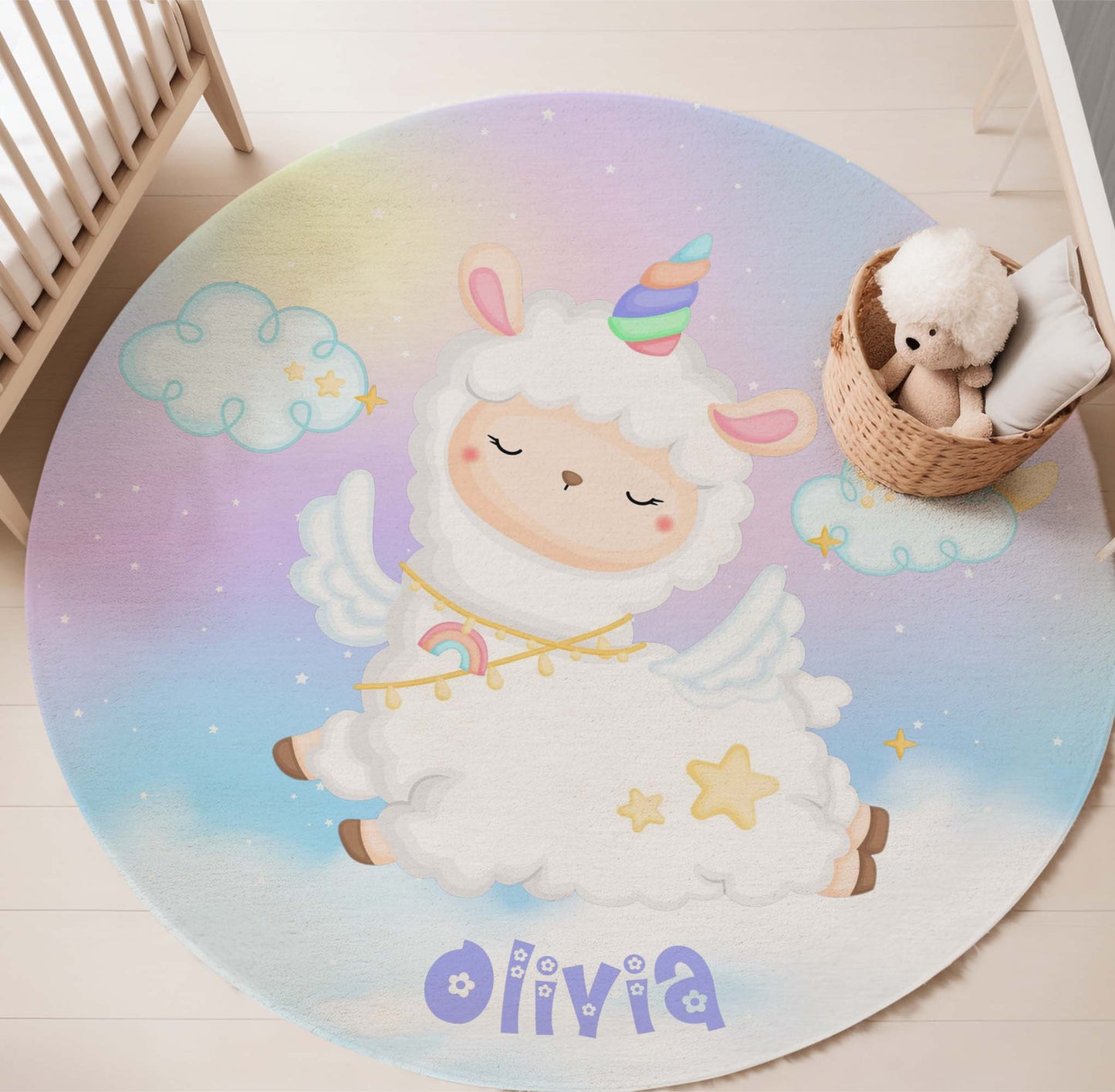 Unicorn Sheep Round Rug