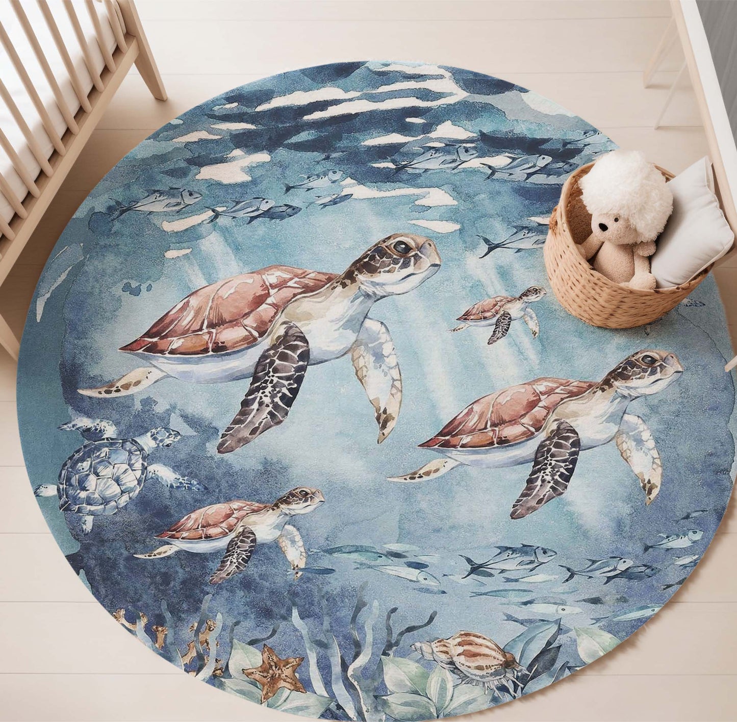 Sea Turtle Round Rug