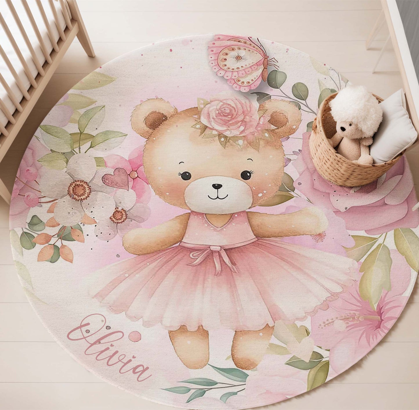 Ballerina Bear Round Rug