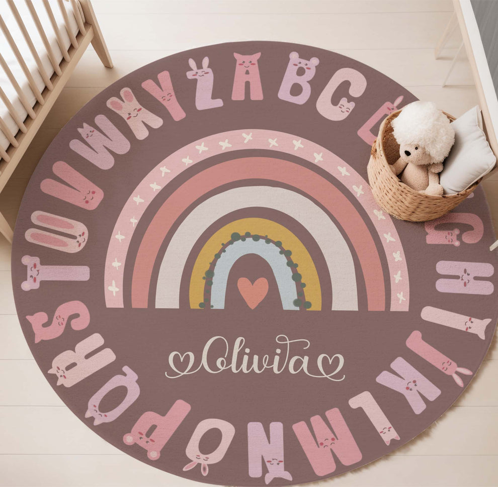ABC Alphabet Rainbow Round Rug – hugtorugs