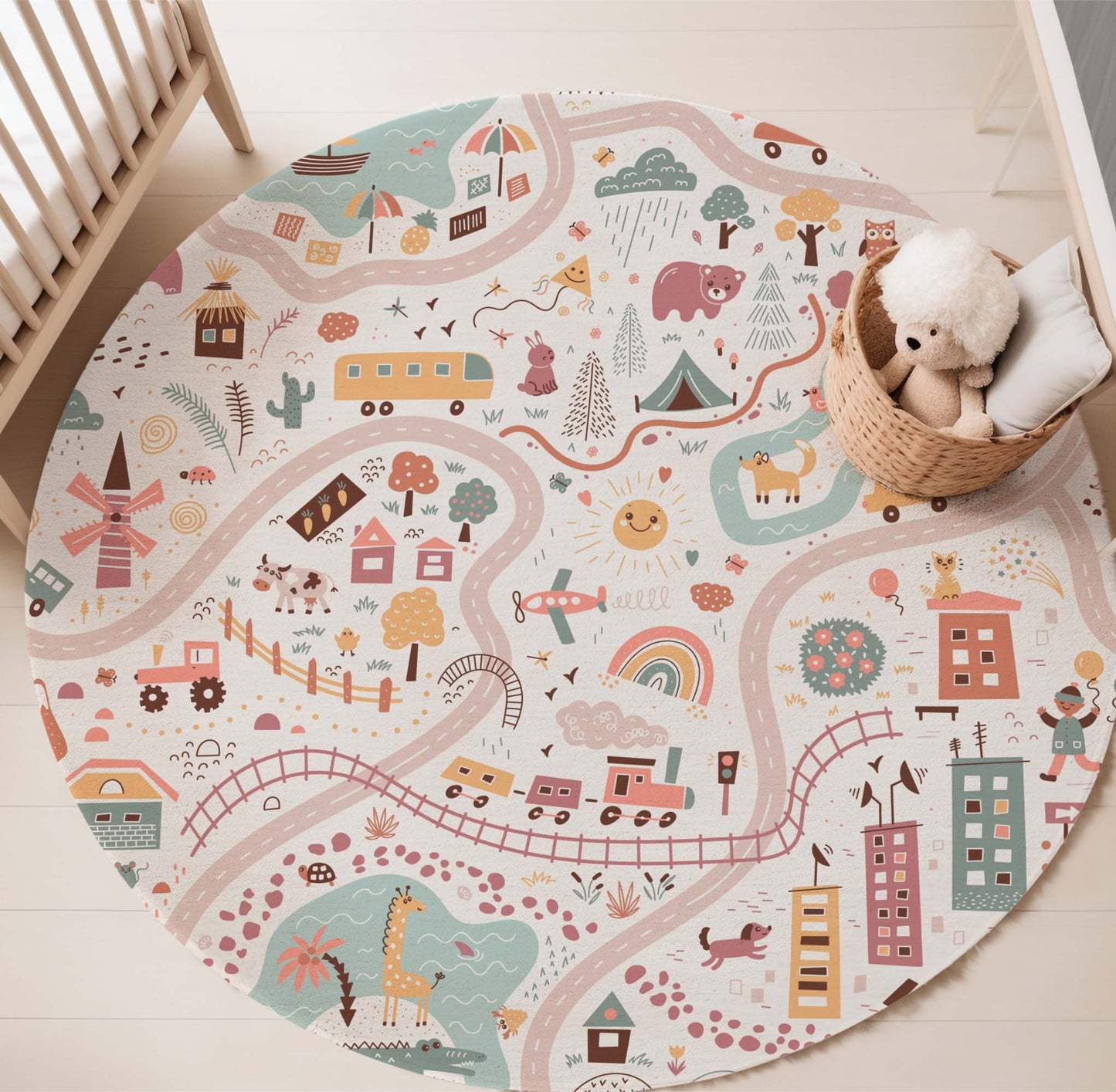 City Road Map Round Rug