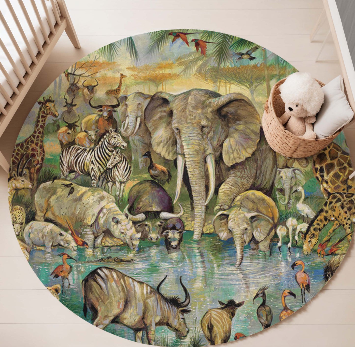 Safari Animals Round Rug