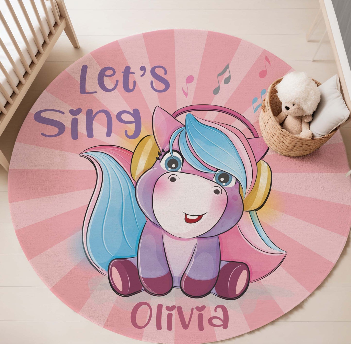 Let's Sing Unicorn Round Rug