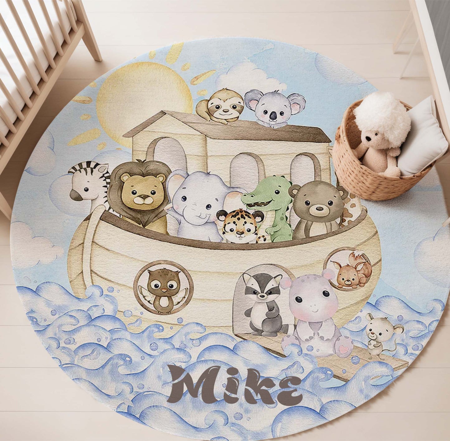 Noah's Ark Animals Round Rug