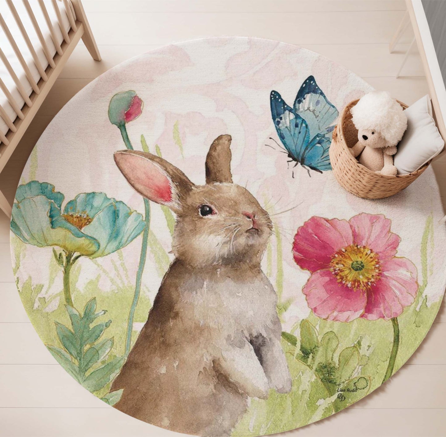 Spring Bunny Round Rug