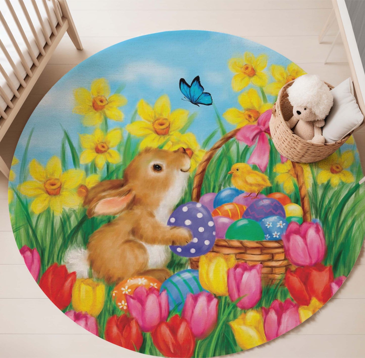 Easter Bunny Round Rug