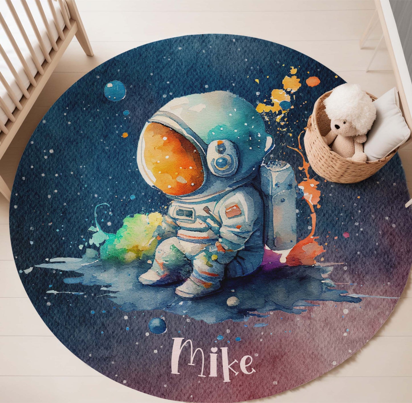 Little Astronaut Space Round Rug