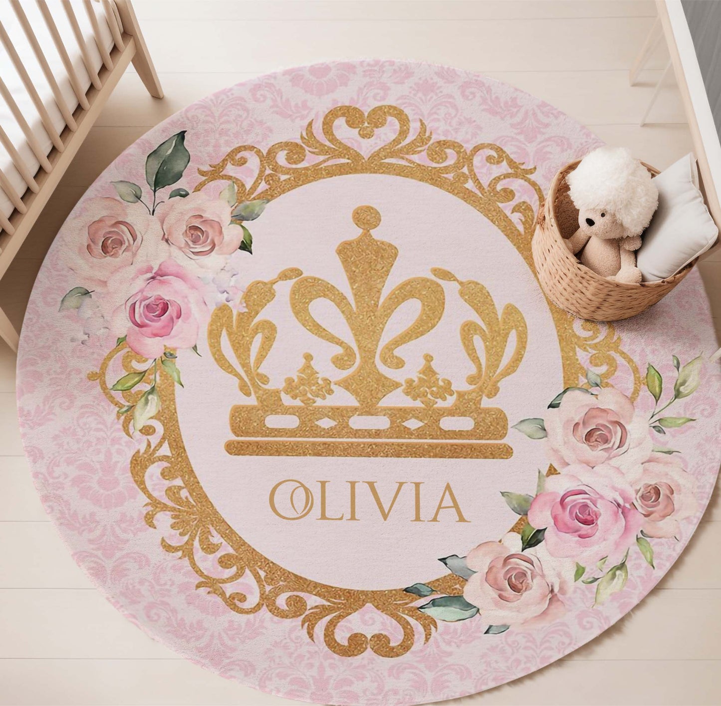 Little Princess Royal Crown Round Rug