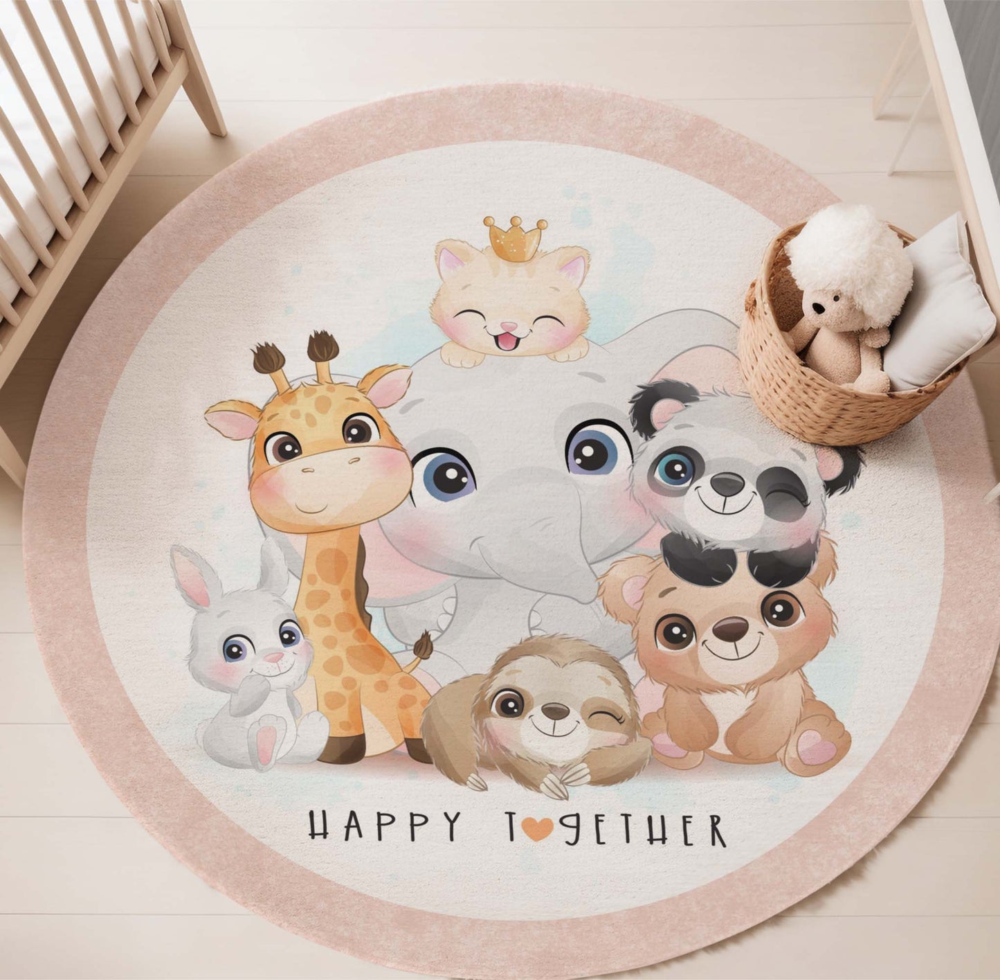 Happy Together Safari Animals Round Rug