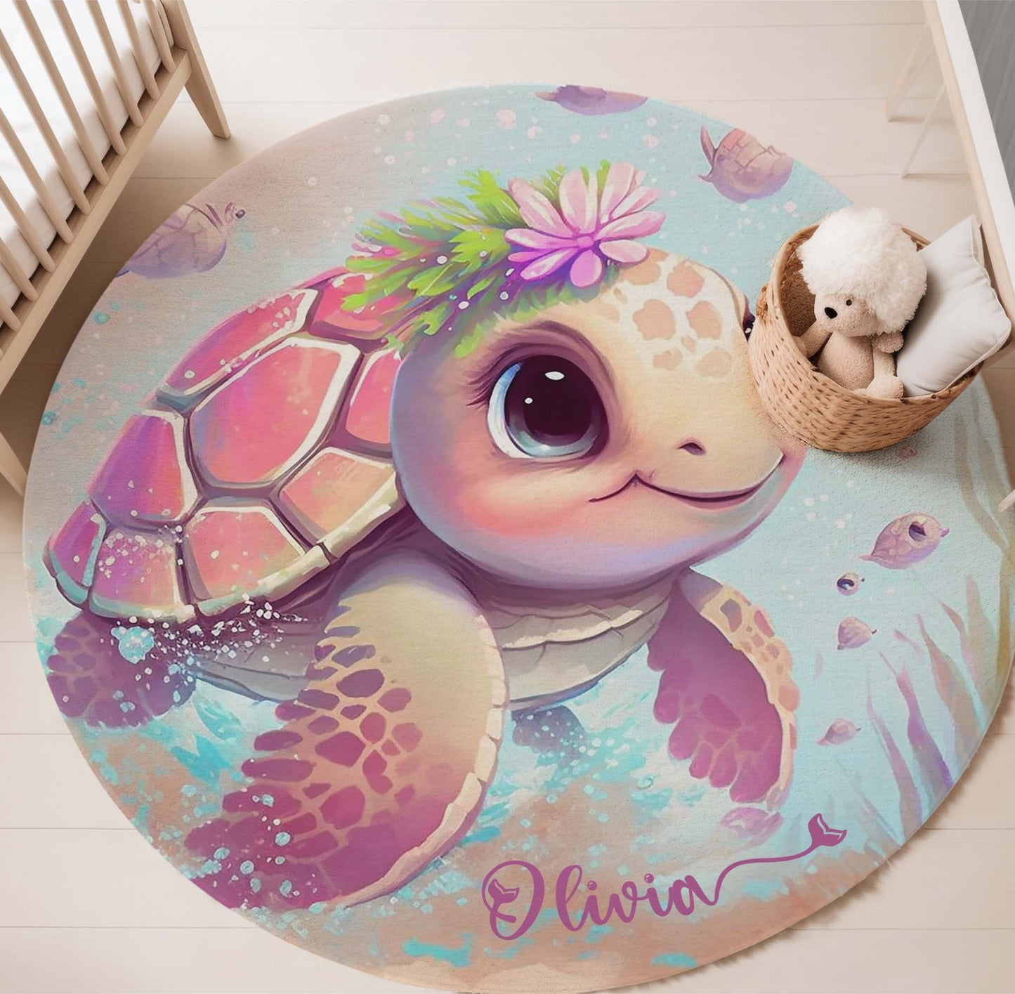 Baby Sea Turtle Round Rug