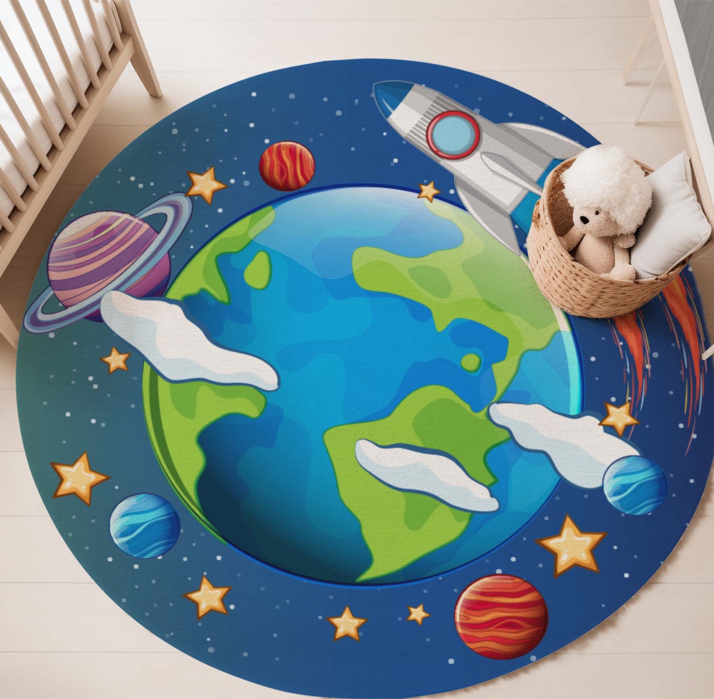 Planet Earth Round Rug