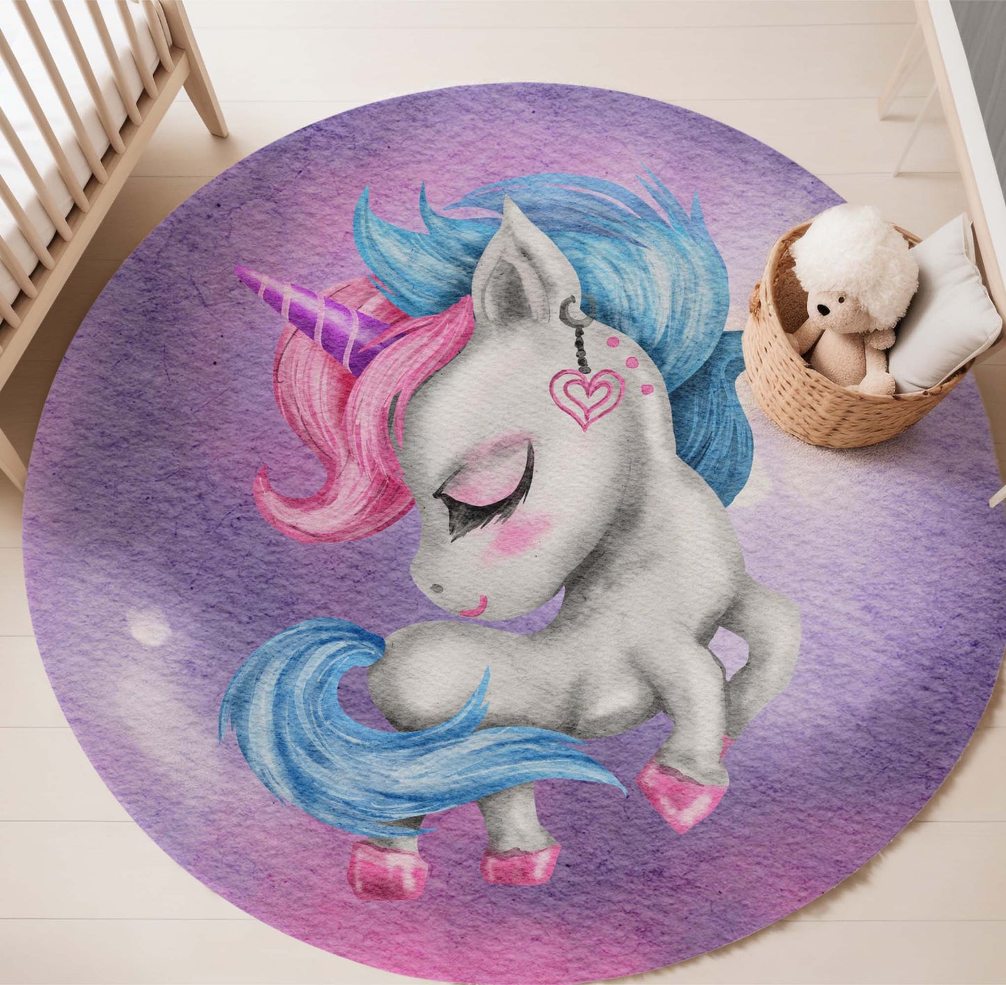 Baby Unicorn Round Rug