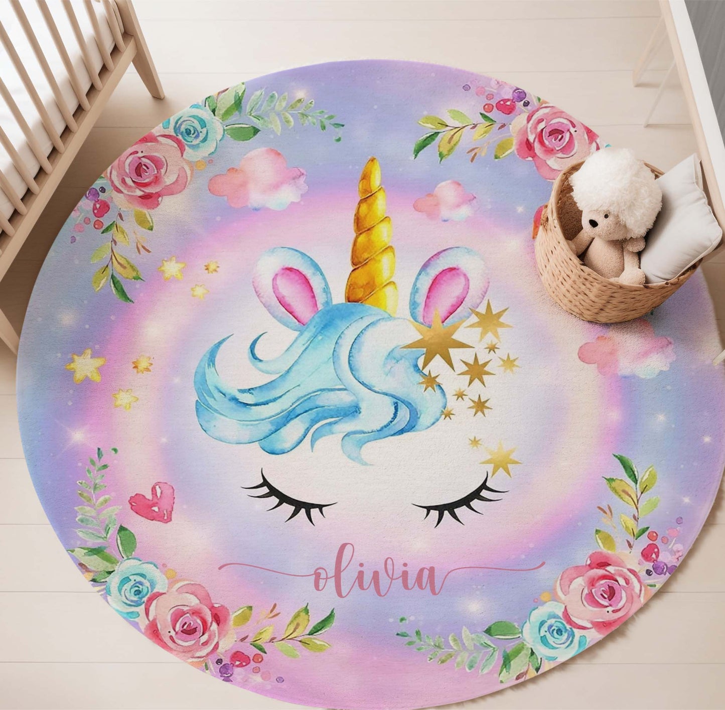 Unicorn Face Round Rug