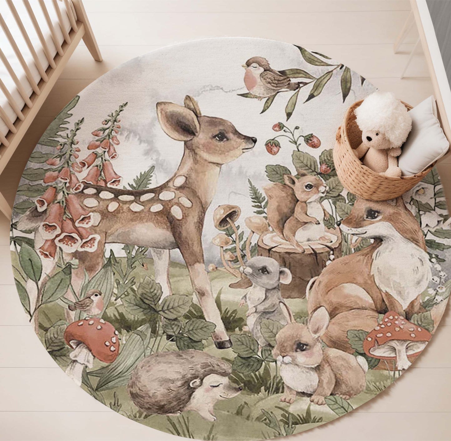 Woodland Deer Round Rug