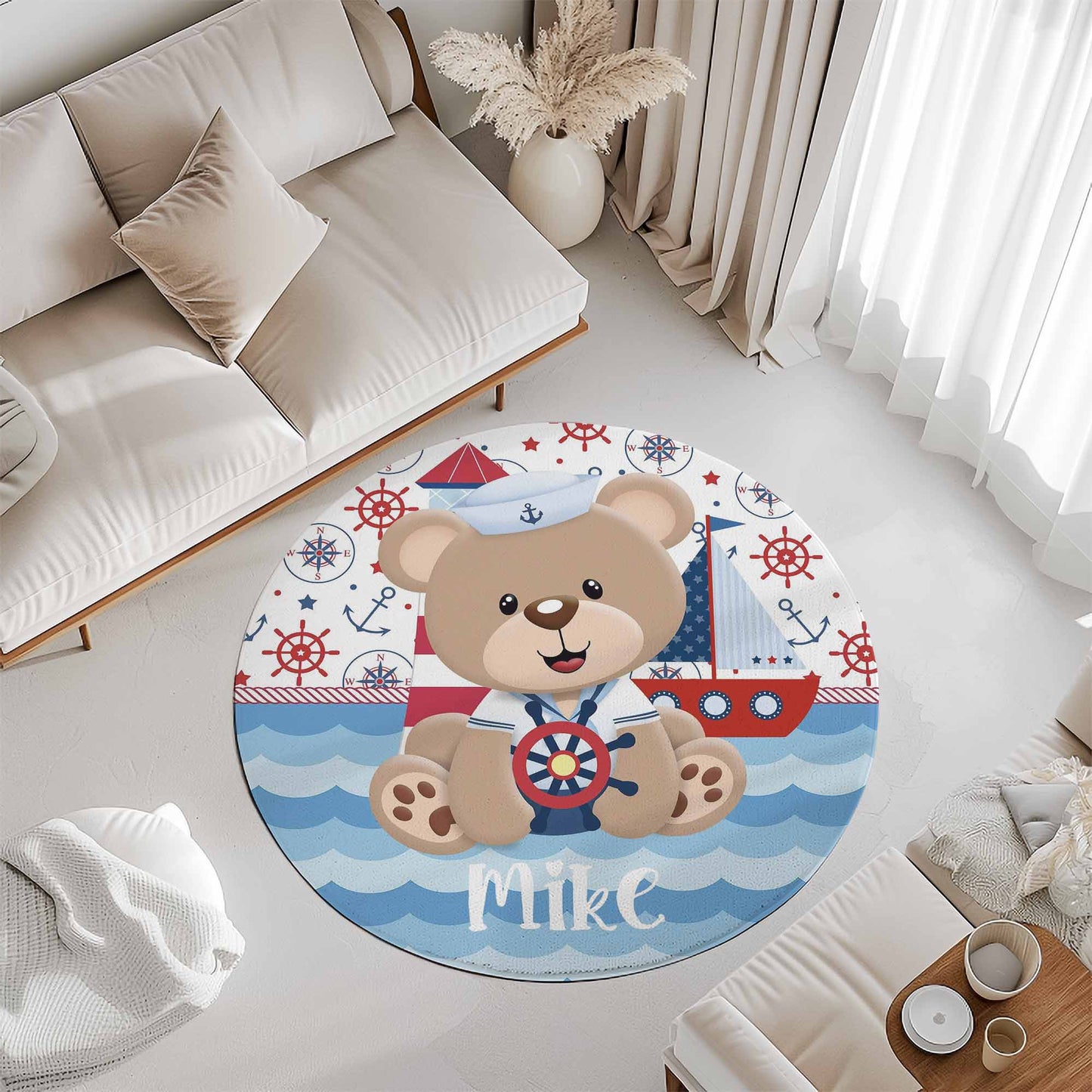 Nautical Bear Round Rug