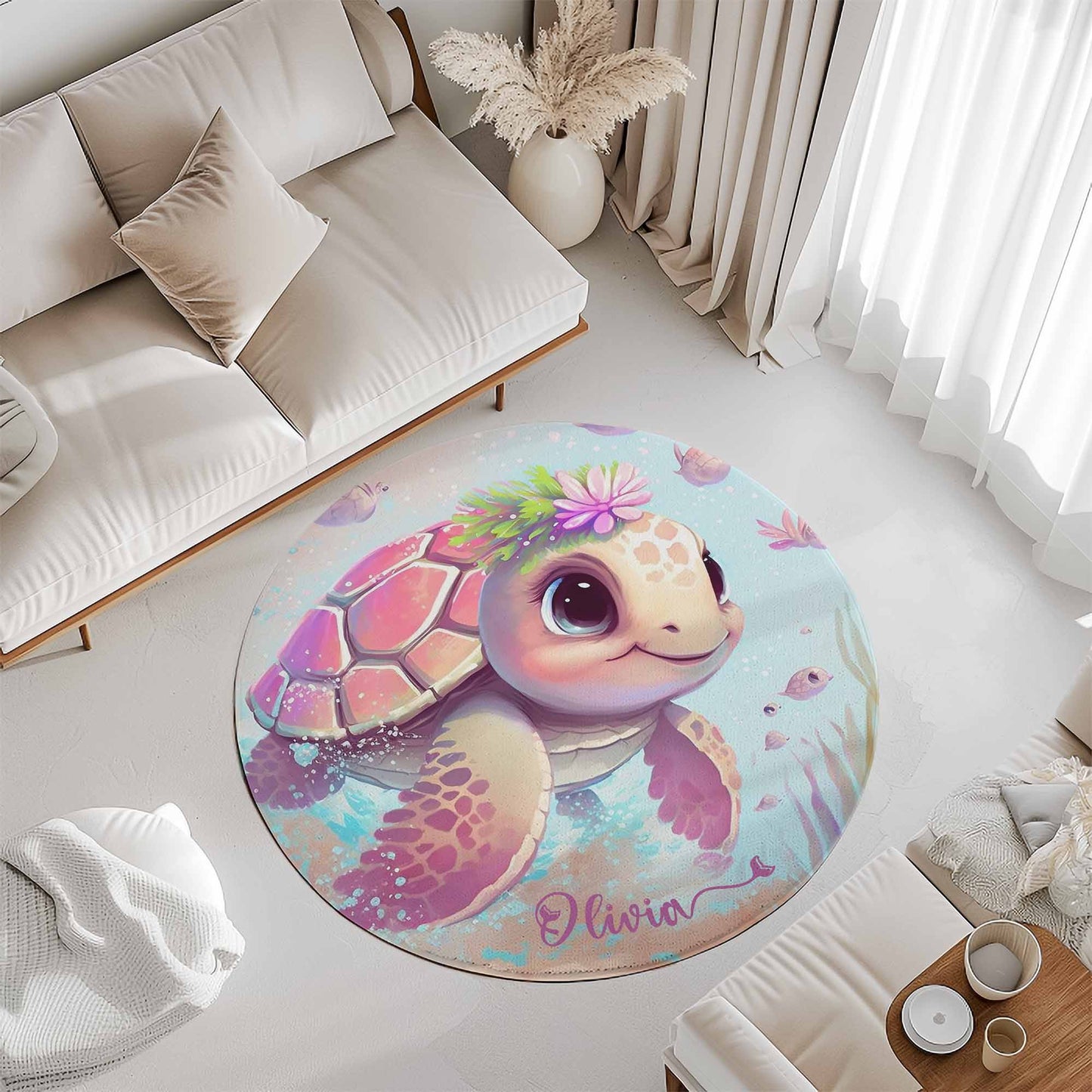 Baby Sea Turtle Round Rug