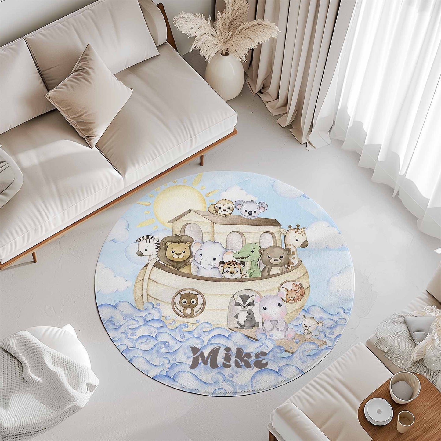 Noah's Ark Animals Round Rug