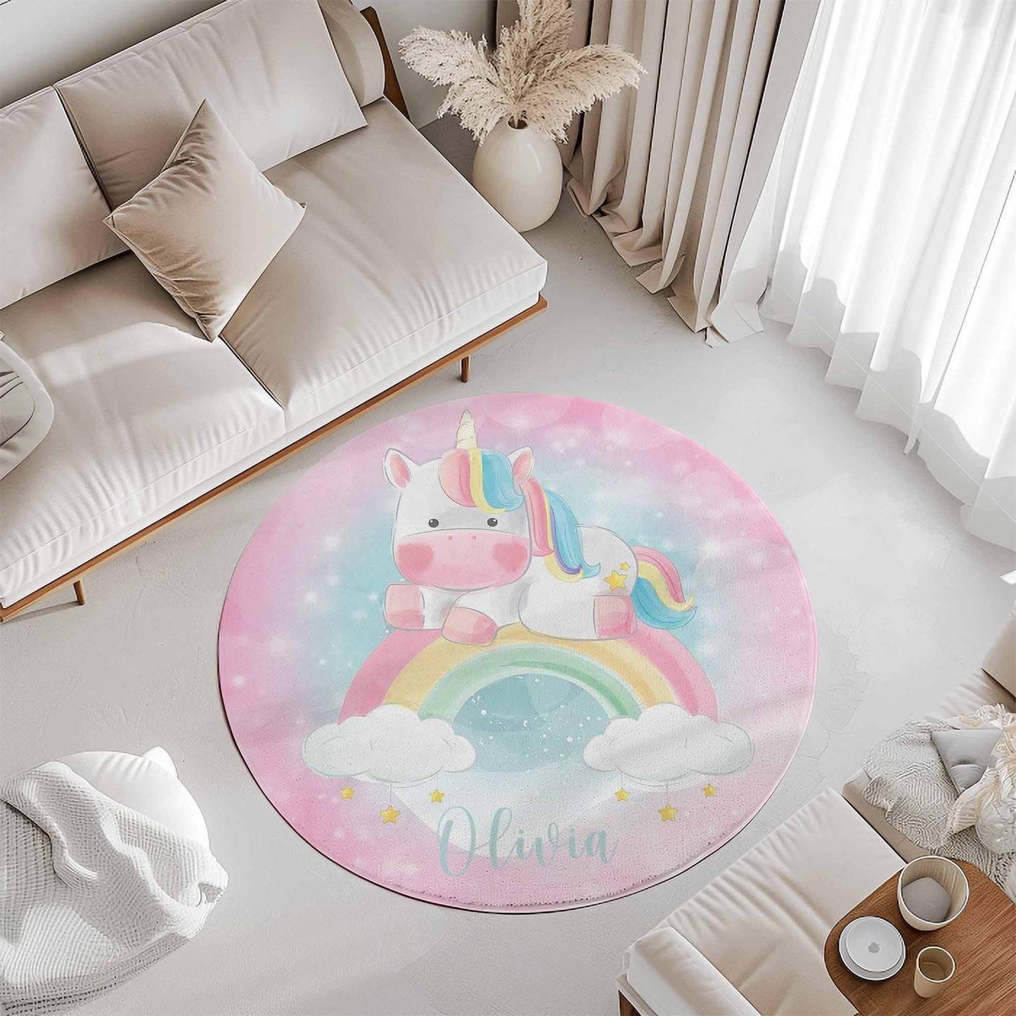 Unicorn Rainbow Round Rug