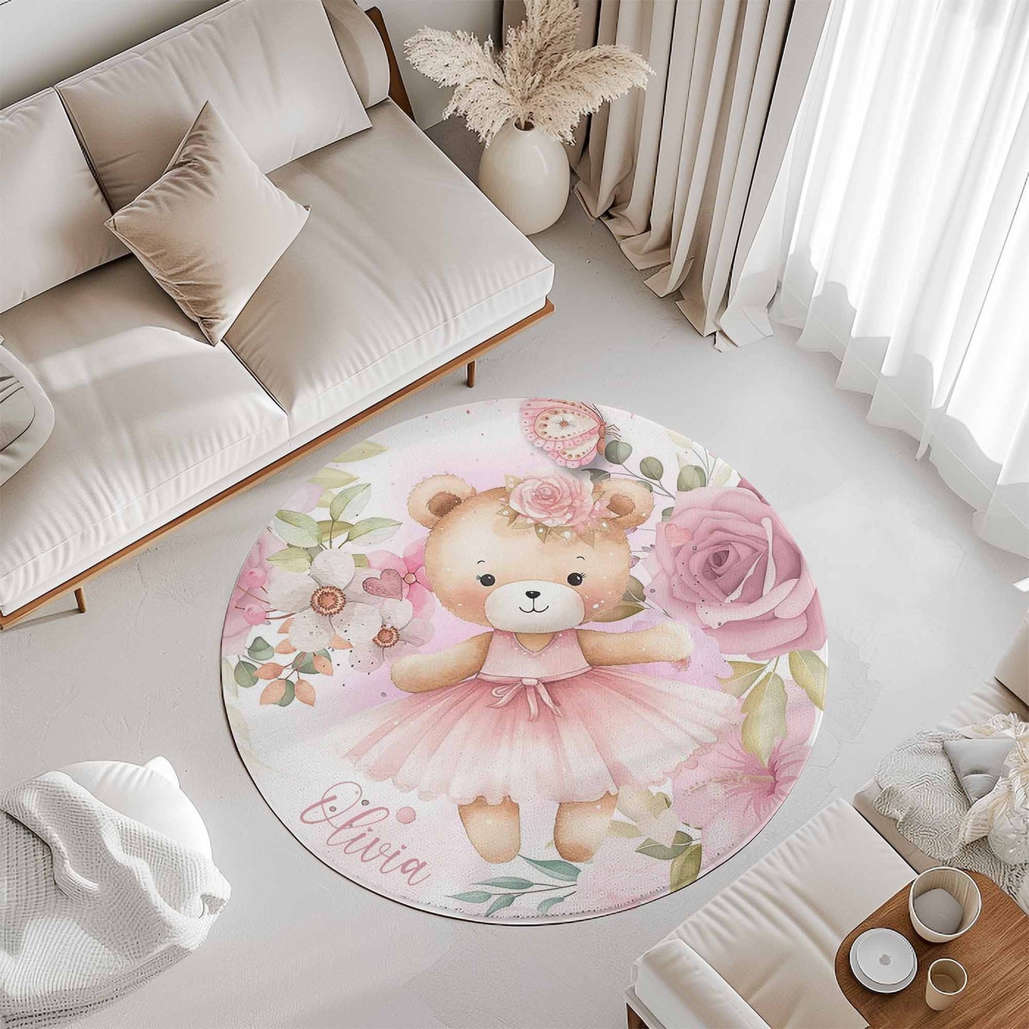 Ballerina Bear Round Rug