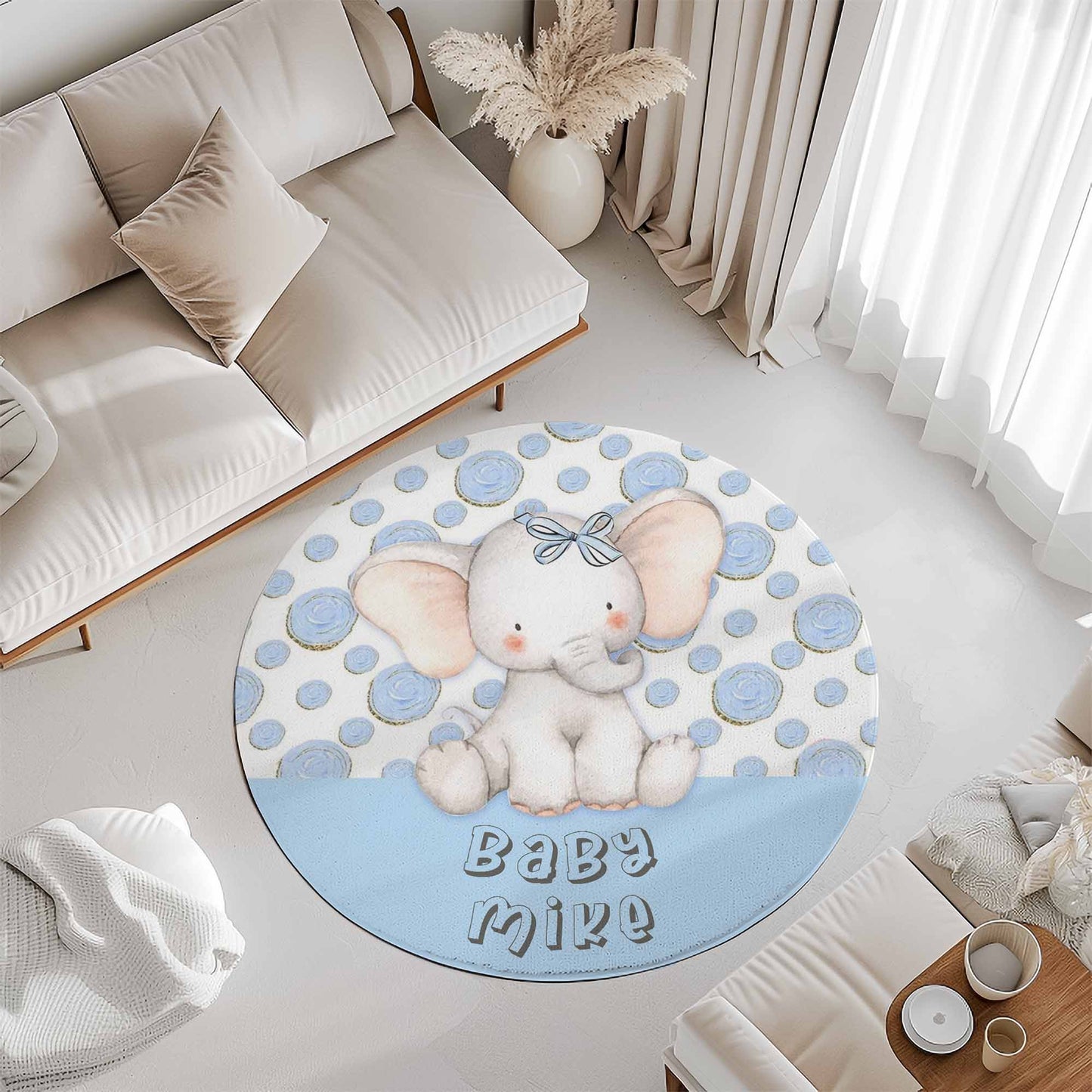 Baby Elephant Round Rug