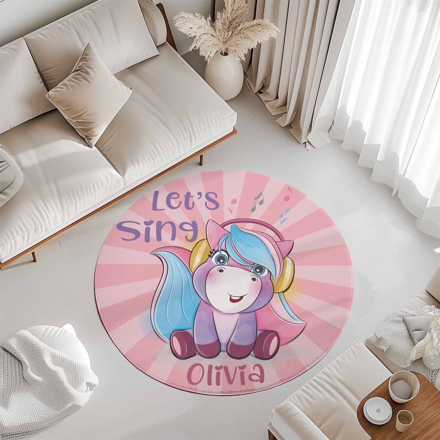 Let's Sing Unicorn Round Rug