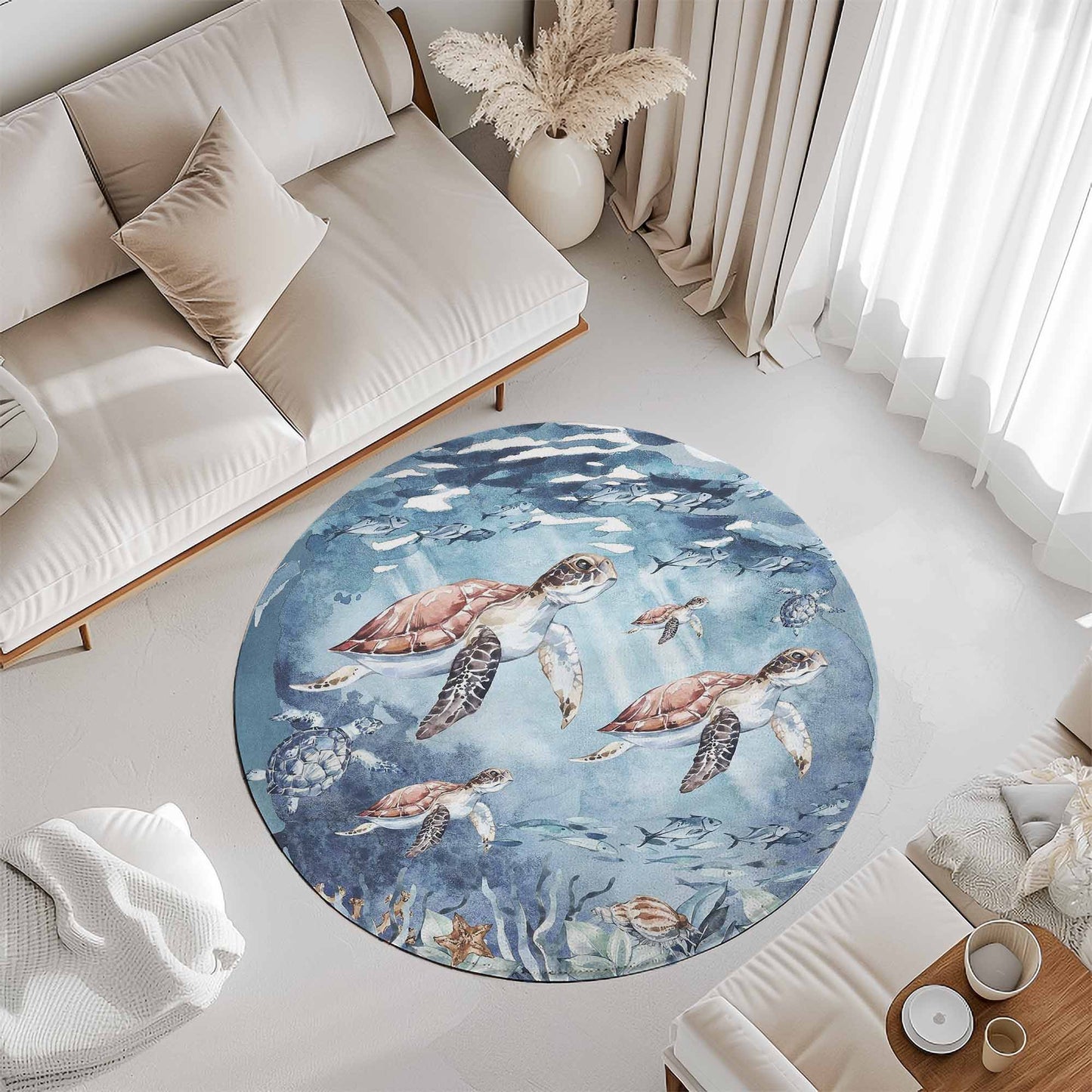 Sea Turtle Round Rug