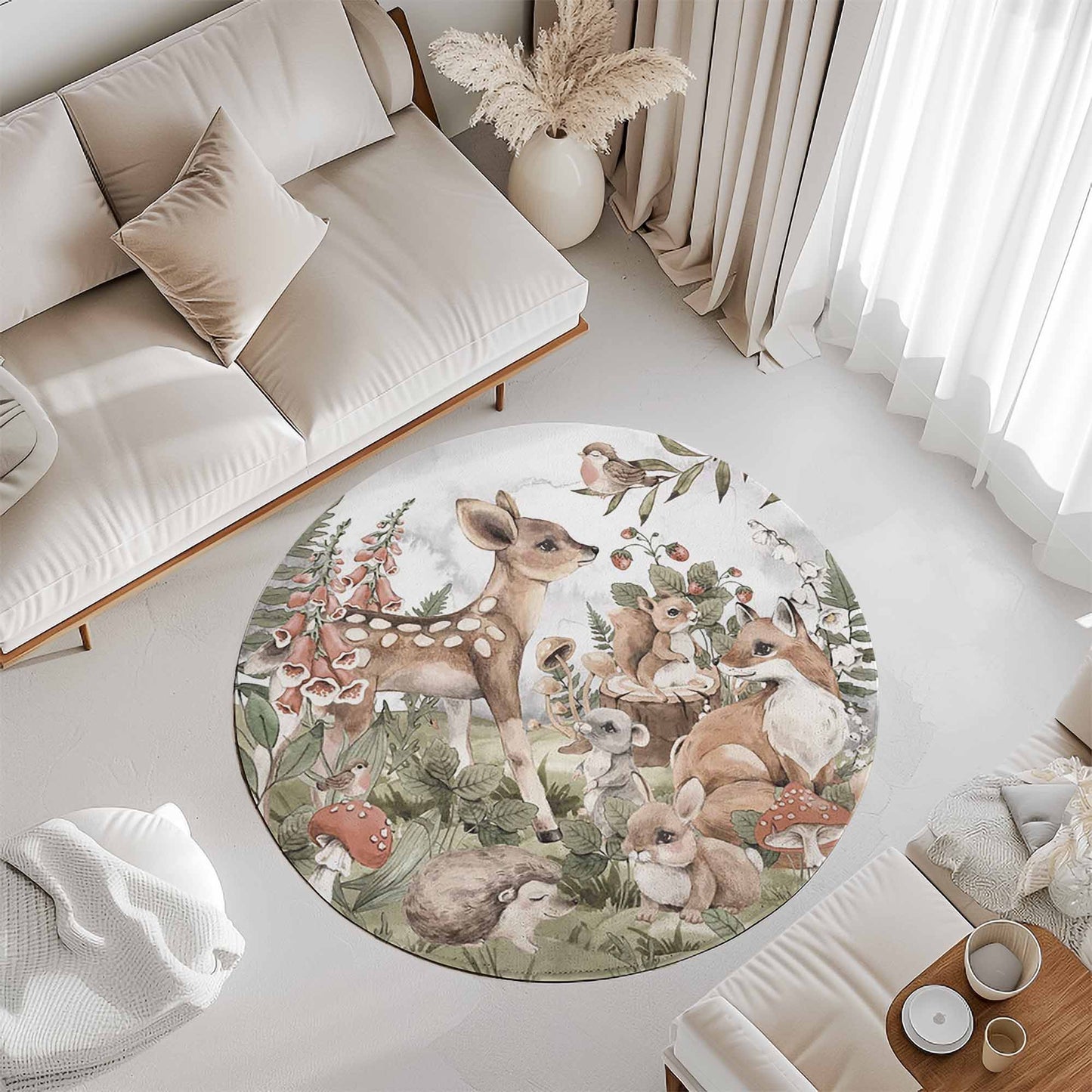 Woodland Deer Round Rug